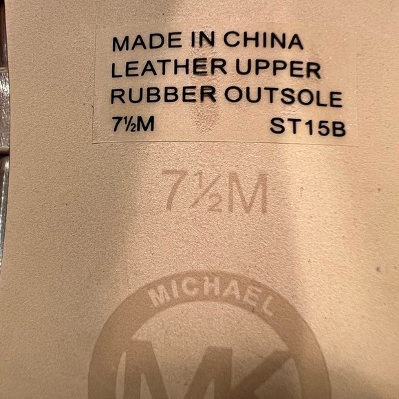 Michael Kors Ava Leather Multi Strap Buckle Zip 3.5” Heel Gold Sandal Size 7.5 - Picture 9 of 9